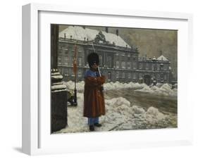 A Royal Life Guard on Duty Outside the Royal Palace Amalienborg, Copenhagen-Paul Fischer-Framed Giclee Print