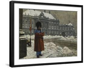 A Royal Life Guard on Duty Outside the Royal Palace Amalienborg, Copenhagen-Paul Fischer-Framed Giclee Print