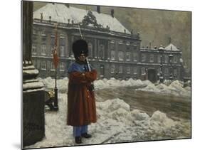 A Royal Life Guard on Duty Outside the Royal Palace Amalienborg, Copenhagen-Paul Fischer-Mounted Giclee Print