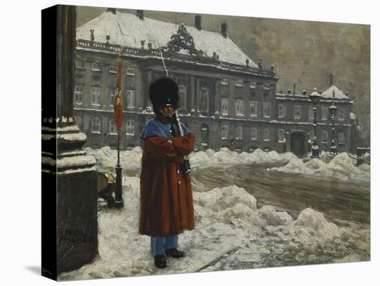 A Royal Life Guard on Duty Outside the Royal Palace Amalienborg, Copenhagen-Paul Fischer-Stretched Canvas