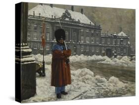 A Royal Life Guard on Duty Outside the Royal Palace Amalienborg, Copenhagen-Paul Fischer-Stretched Canvas