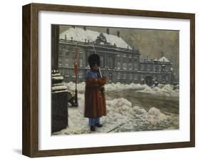 A Royal Life Guard on Duty Outside the Royal Palace Amalienborg, Copenhagen-Paul Fischer-Framed Giclee Print