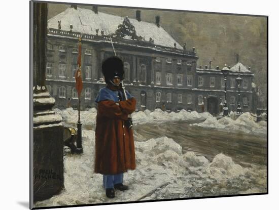 A Royal Life Guard on Duty Outside the Royal Palace Amalienborg, Copenhagen-Paul Fischer-Mounted Giclee Print