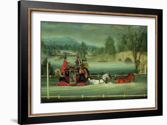 A Royal Mail Coach on a Flooded Road-James Pollard-Framed Giclee Print