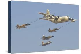 A Royal Moroccan Air Force Kc-130 Refueling a Pair of F-5 Aircraft-Stocktrek Images-Stretched Canvas
