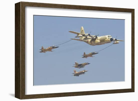 A Royal Moroccan Air Force Kc-130 Refueling a Pair of F-5 Aircraft-Stocktrek Images-Framed Photographic Print