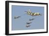 A Royal Moroccan Air Force Kc-130 Refueling a Pair of F-5 Aircraft-Stocktrek Images-Framed Photographic Print