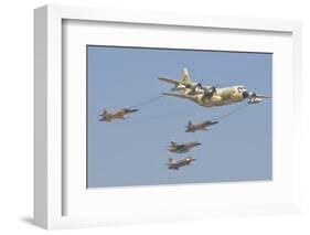 A Royal Moroccan Air Force Kc-130 Refueling a Pair of F-5 Aircraft-Stocktrek Images-Framed Photographic Print