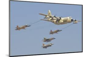 A Royal Moroccan Air Force Kc-130 Refueling a Pair of F-5 Aircraft-Stocktrek Images-Mounted Photographic Print