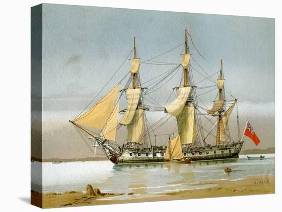 A Royal Navy 42 Gun Frigate, C1780-William Frederick Mitchell-Stretched Canvas