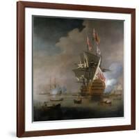 A Royal Party approaching a Flagship of the Red with Numerous Other Craft at Sea-Peter Monamy-Framed Giclee Print