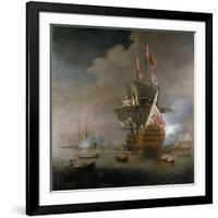 A Royal Party approaching a Flagship of the Red with Numerous Other Craft at Sea-Peter Monamy-Framed Giclee Print