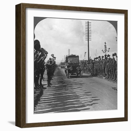 A Royal Visit to the Troops, Enthusiastic Welcome by the Canadians, World War I, C1914-C1918-null-Framed Photographic Print