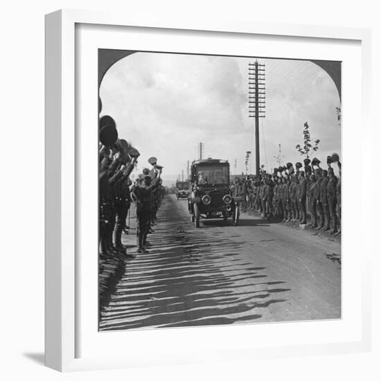 A Royal Visit to the Troops, Enthusiastic Welcome by the Canadians, World War I, C1914-C1918-null-Framed Photographic Print