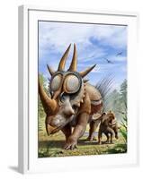 A Rubeosaurus and His Offspring-Stocktrek Images-Framed Art Print