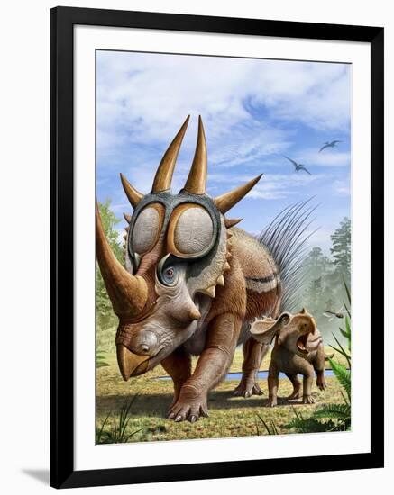 A Rubeosaurus and His Offspring-Stocktrek Images-Framed Art Print