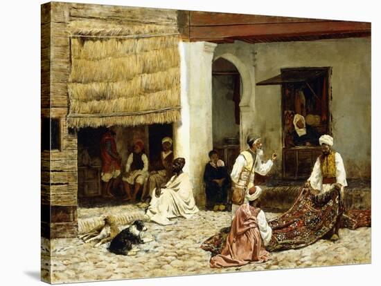 A Rug Bazaar in Tangiers, 1878-Edwin Lord Weeks-Stretched Canvas
