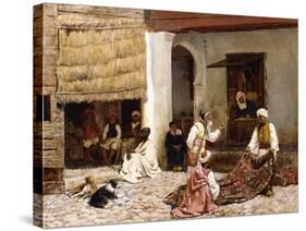 A Rug Bazaar, Tangier, 1878-Edwin Lord Weeks-Stretched Canvas