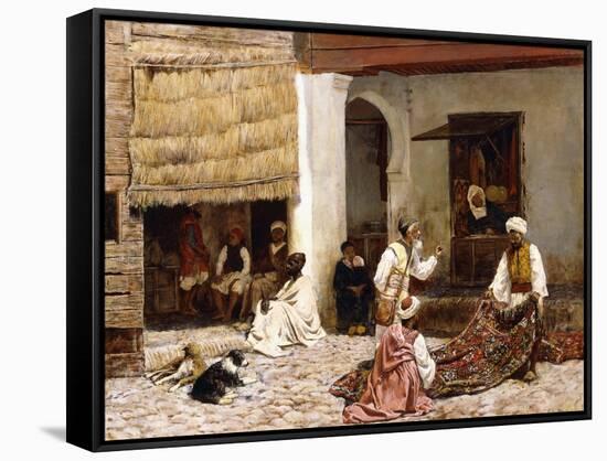 A Rug Bazaar, Tangier, 1878-Edwin Lord Weeks-Framed Stretched Canvas