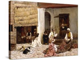 A Rug Bazaar, Tangier, 1878-Edwin Lord Weeks-Stretched Canvas