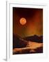 A Rugged Planet Landscape Dimly Lit by a Distant Red Star-null-Framed Photographic Print
