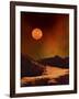 A Rugged Planet Landscape Dimly Lit by a Distant Red Star-null-Framed Photographic Print