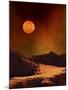 A Rugged Planet Landscape Dimly Lit by a Distant Red Star-null-Mounted Photographic Print