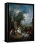 A Rural Celebration; a Fete Champetre-Jan Brueghel the Elder-Framed Stretched Canvas
