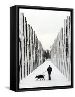 A Russian Girl Walks Her Dog-null-Framed Stretched Canvas