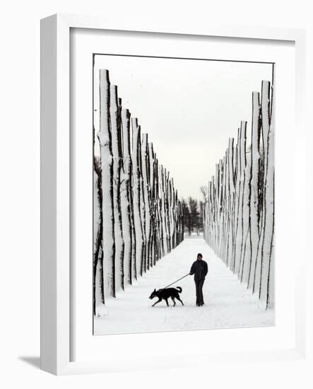 A Russian Girl Walks Her Dog-null-Framed Photographic Print