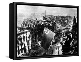 A Russian Sergeant Raises the Soviet Flag over the Reichstag, Berlin, 1945-null-Framed Stretched Canvas