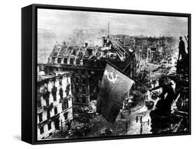 A Russian Sergeant Raises the Soviet Flag over the Reichstag, Berlin, 1945-null-Framed Stretched Canvas