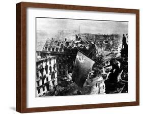 A Russian Sergeant Raises the Soviet Flag over the Reichstag, Berlin, 1945-null-Framed Photographic Print