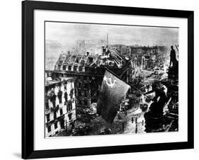 A Russian Sergeant Raises the Soviet Flag over the Reichstag, Berlin, 1945-null-Framed Photographic Print