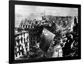 A Russian Sergeant Raises the Soviet Flag over the Reichstag, Berlin, 1945-null-Framed Photographic Print