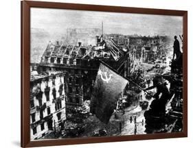 A Russian Sergeant Raises the Soviet Flag over the Reichstag, Berlin, 1945-null-Framed Photographic Print