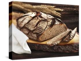 A Rustic Country Loaf on a Slice of Wood-Karl Newedel-Stretched Canvas