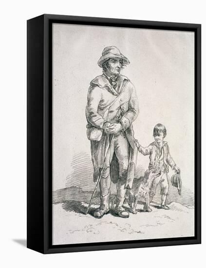 A Rustic with a Dog and a Boy, Provincial Characters, 1813-William Henry Pyne-Framed Stretched Canvas