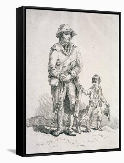 A Rustic with a Dog and a Boy, Provincial Characters, 1813-William Henry Pyne-Framed Stretched Canvas