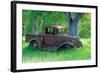 A Rusting 1931 Ford Pickup Truck Sitting in a Field under an Oak Tree-John Alves-Framed Photographic Print