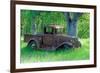 A Rusting 1931 Ford Pickup Truck Sitting in a Field under an Oak Tree-John Alves-Framed Photographic Print