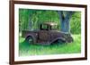 A Rusting 1931 Ford Pickup Truck Sitting in a Field under an Oak Tree-John Alves-Framed Photographic Print