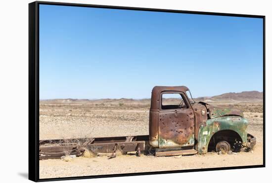 A Rusty Abandoned Car in the Desert Near Aus in Southern Namibia, Africa-Alex Treadway-Framed Stretched Canvas