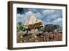 A Sabre-Tooth Tiger Attacking a Young Deinotherium-Stocktrek Images-Framed Art Print