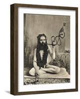 A Sadhu Smoking a Remarkable Pipe, India-null-Framed Photographic Print