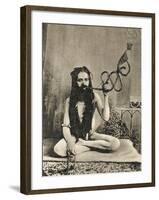 A Sadhu Smoking a Remarkable Pipe, India-null-Framed Photographic Print