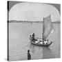 A Sailing Boat on the Irawaddy River, Burma, 1908-null-Stretched Canvas