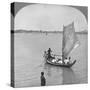 A Sailing Boat on the Irawaddy River, Burma, 1908-null-Stretched Canvas