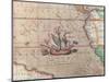 A Sailing Ship Firing its Cannon, Detail from a Map of the Pacific, China and America, 1599-Abraham Ortelius-Mounted Giclee Print