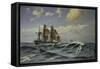 A Sailing Ship in a Heavy Swell-Carl Locher-Framed Stretched Canvas